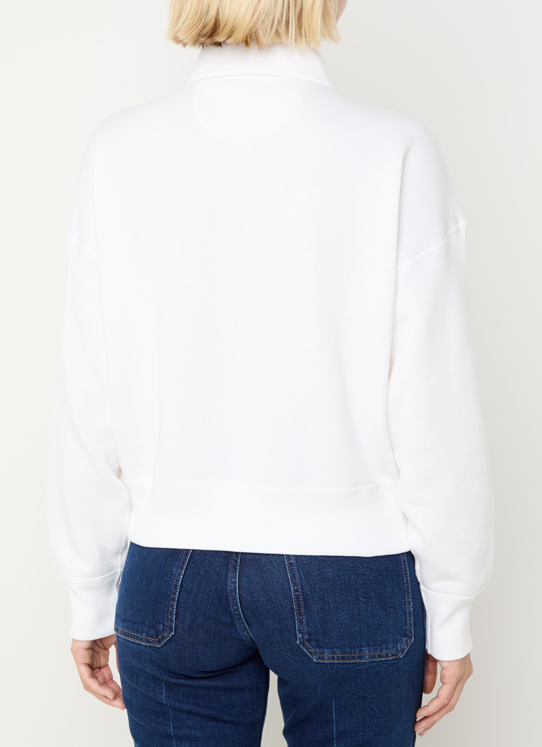 Ralph Lauren Sweater met halve rits en logoborduring - achterkant wit