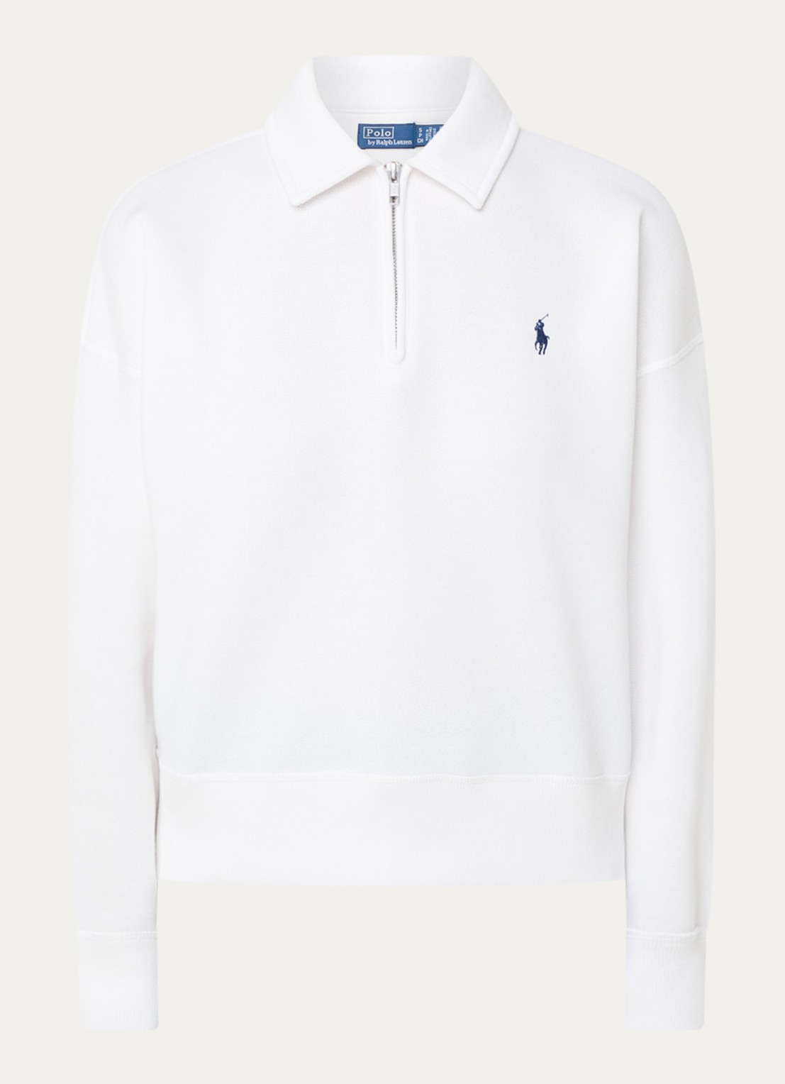 Ralph Lauren Sweater met halve rits en logoborduring - voorkant 3 wit