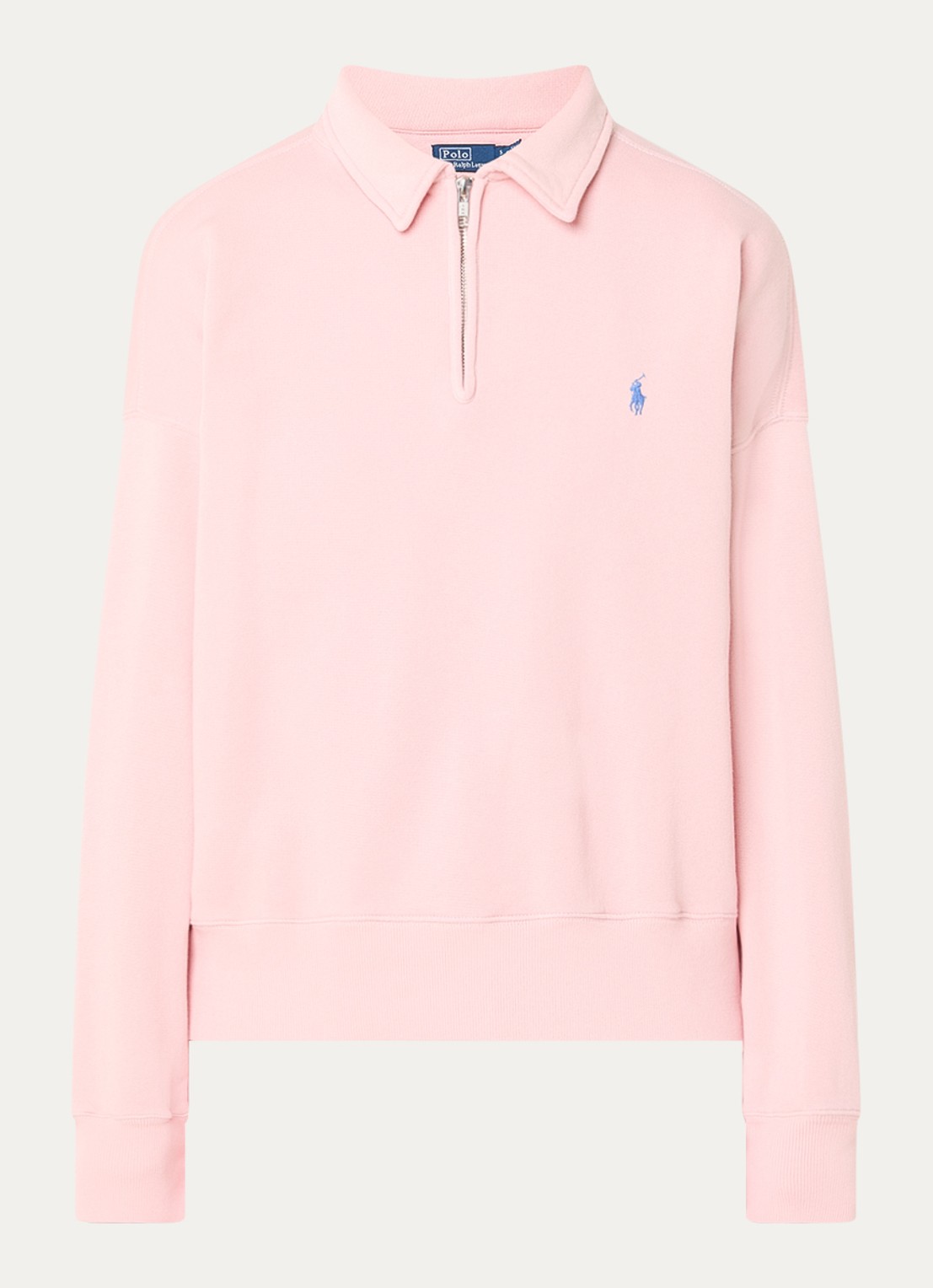 Ralph Lauren Sweater met halve rits en logoborduring - voorkant roze