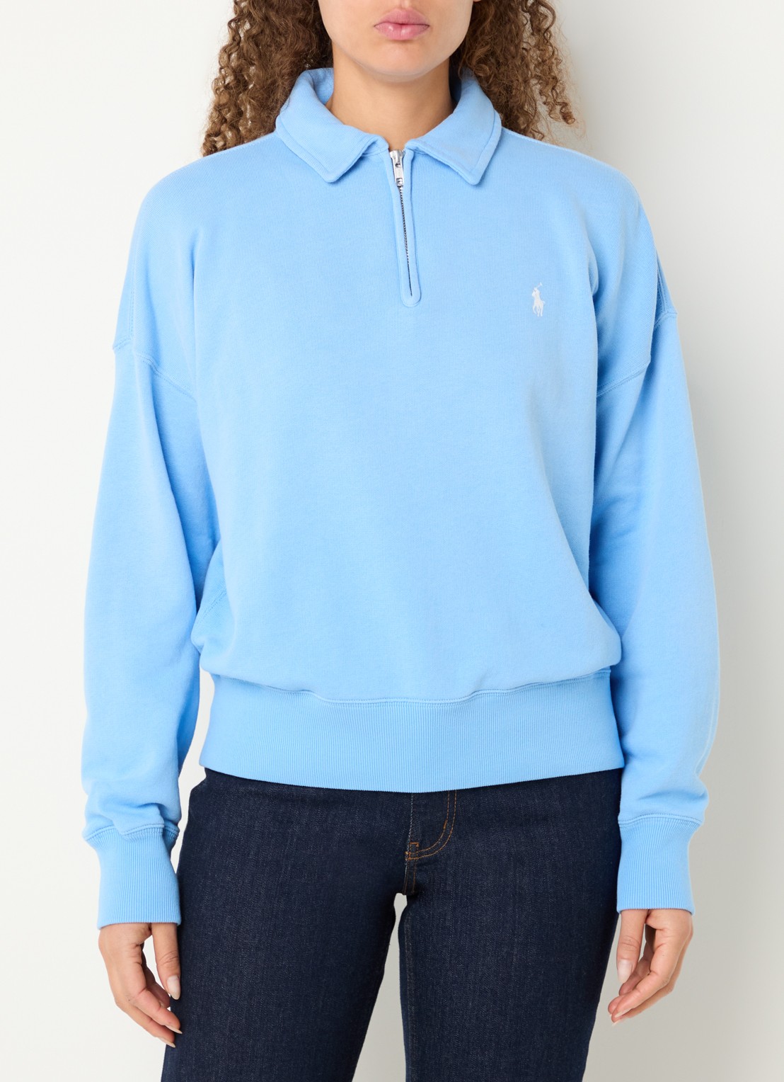 Ralph Lauren Sweater met halve rits en logoborduring - detail 4 blauw