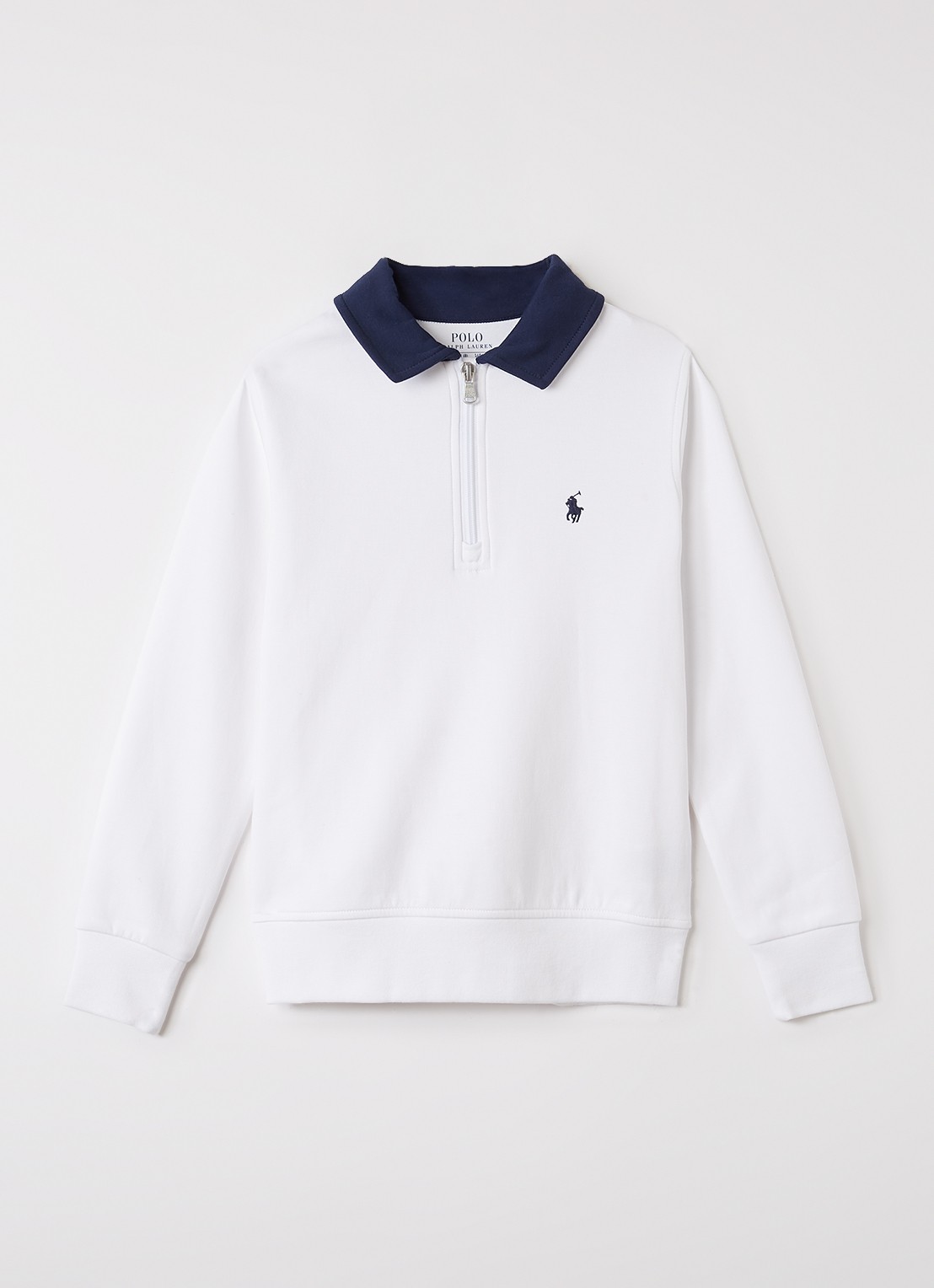 Ralph Lauren Sweater met halve rits - voorkant wit