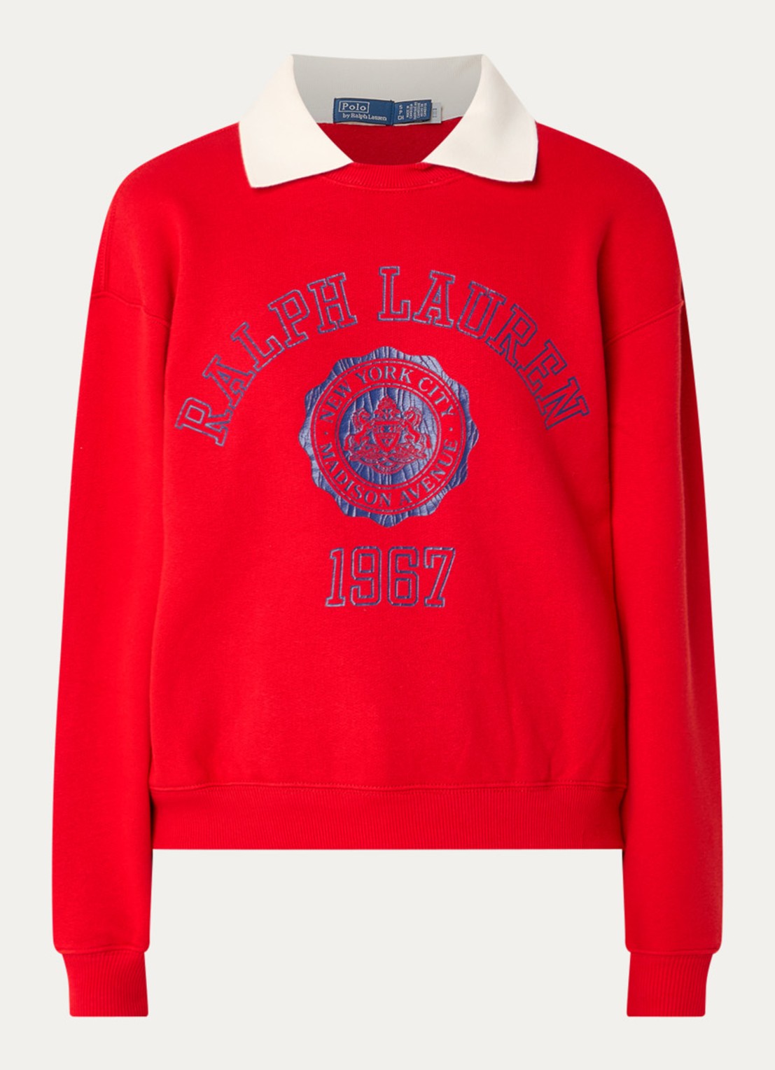 Ralph Lauren Sweater met kraag en logoprint - voorkant 3 rood