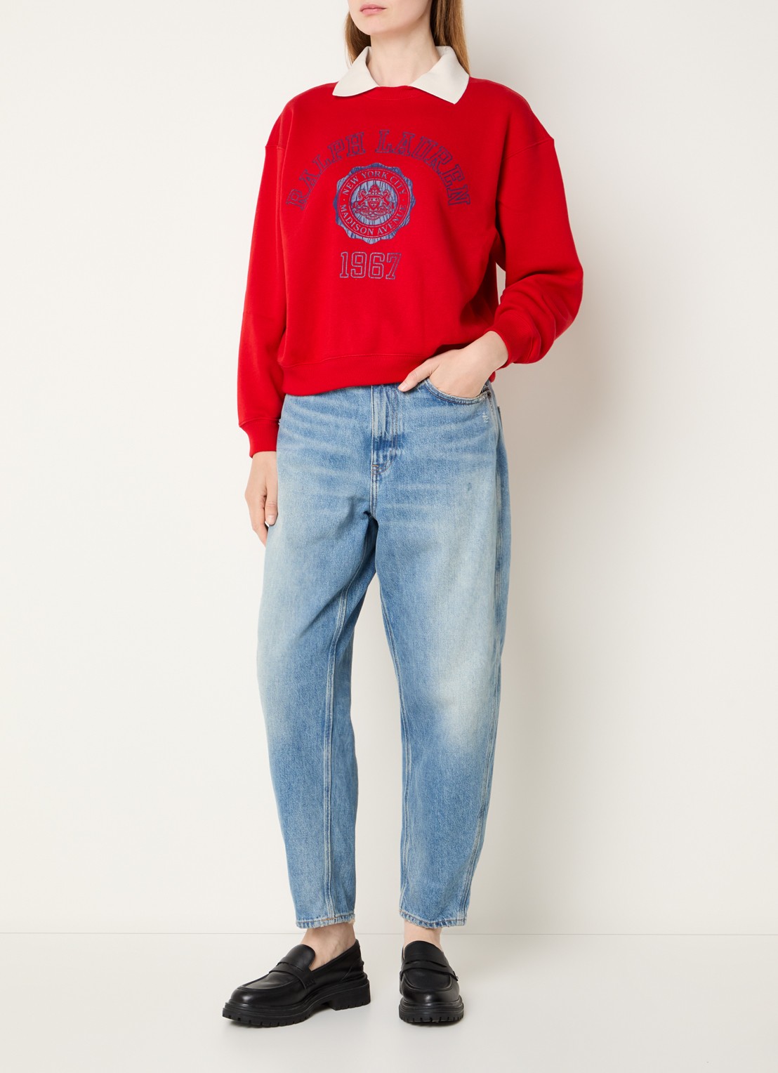 Ralph Lauren Sweater met kraag en logoprint - voorkant 4 rood