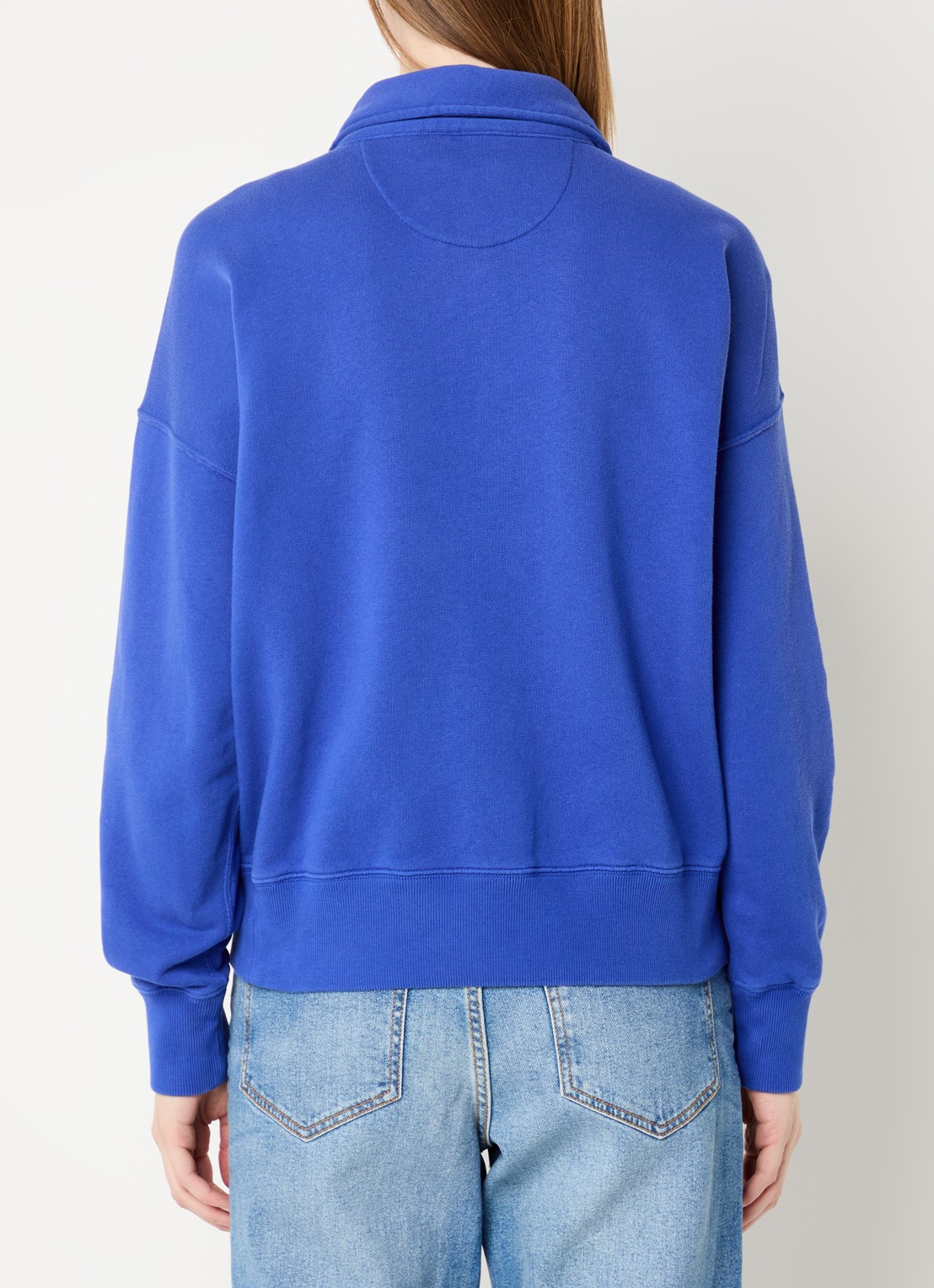 Ralph Lauren Sweater met logo en halve rits - achterkant kobaltblauw