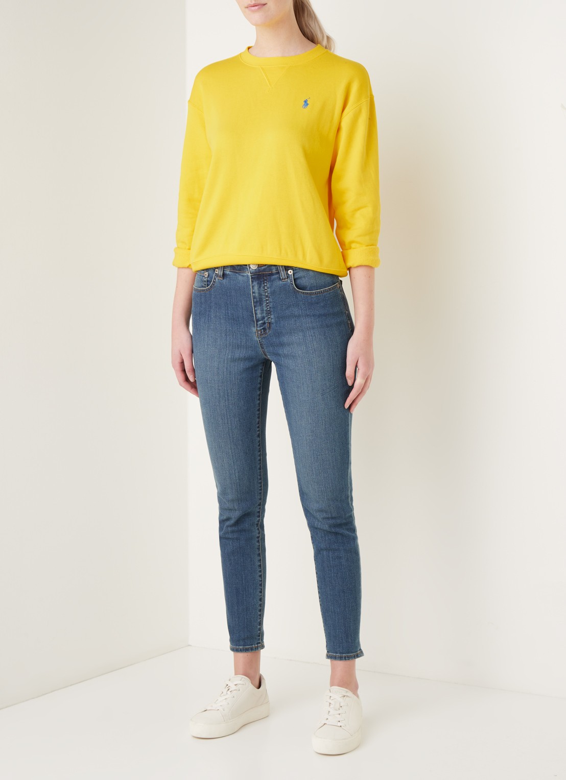 Ralph Lauren Sweater met logoborduring - voorkant 3 geel