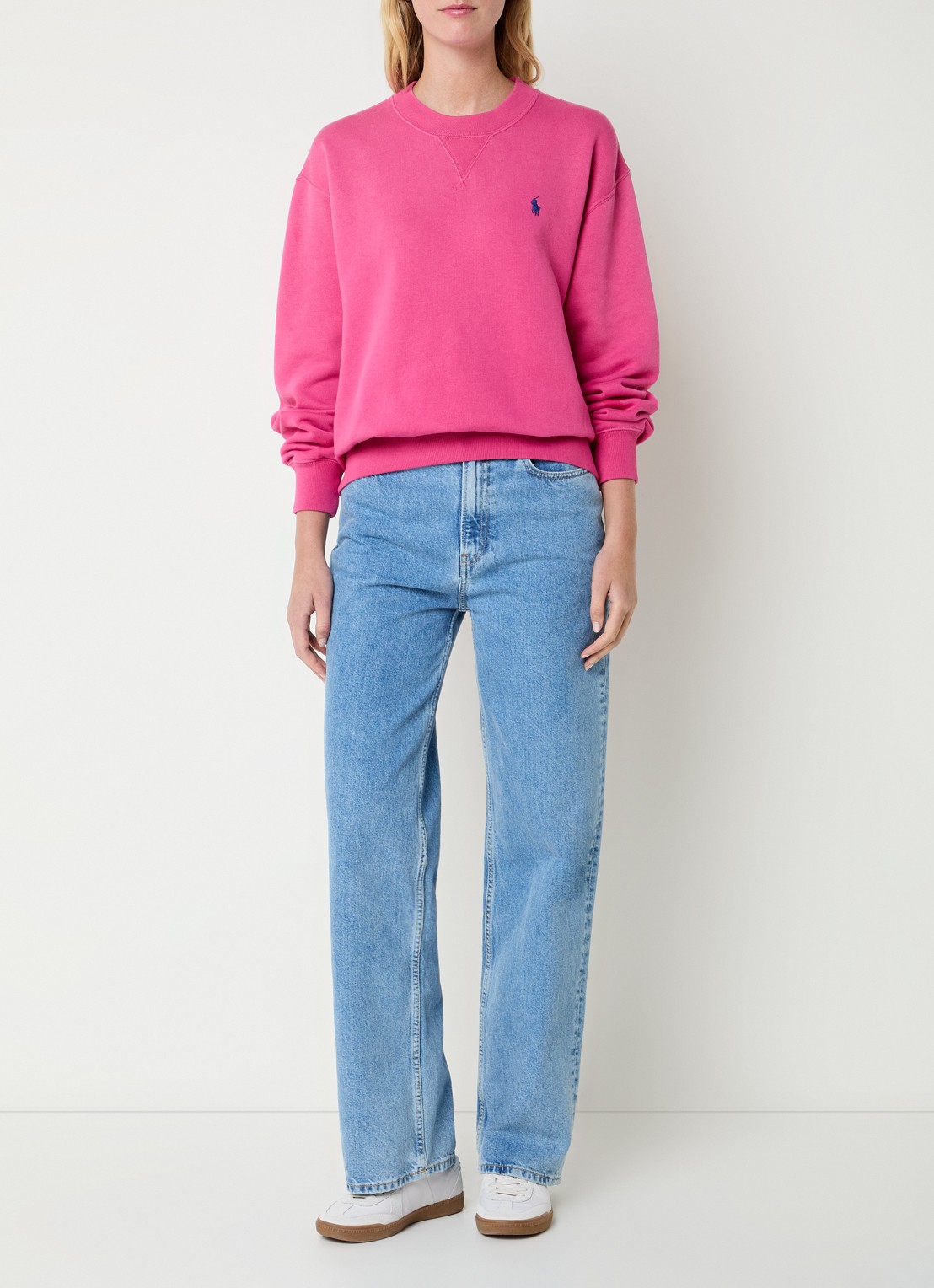 Ralph Lauren Sweater met logoborduring - voorkant 2 donkerroze