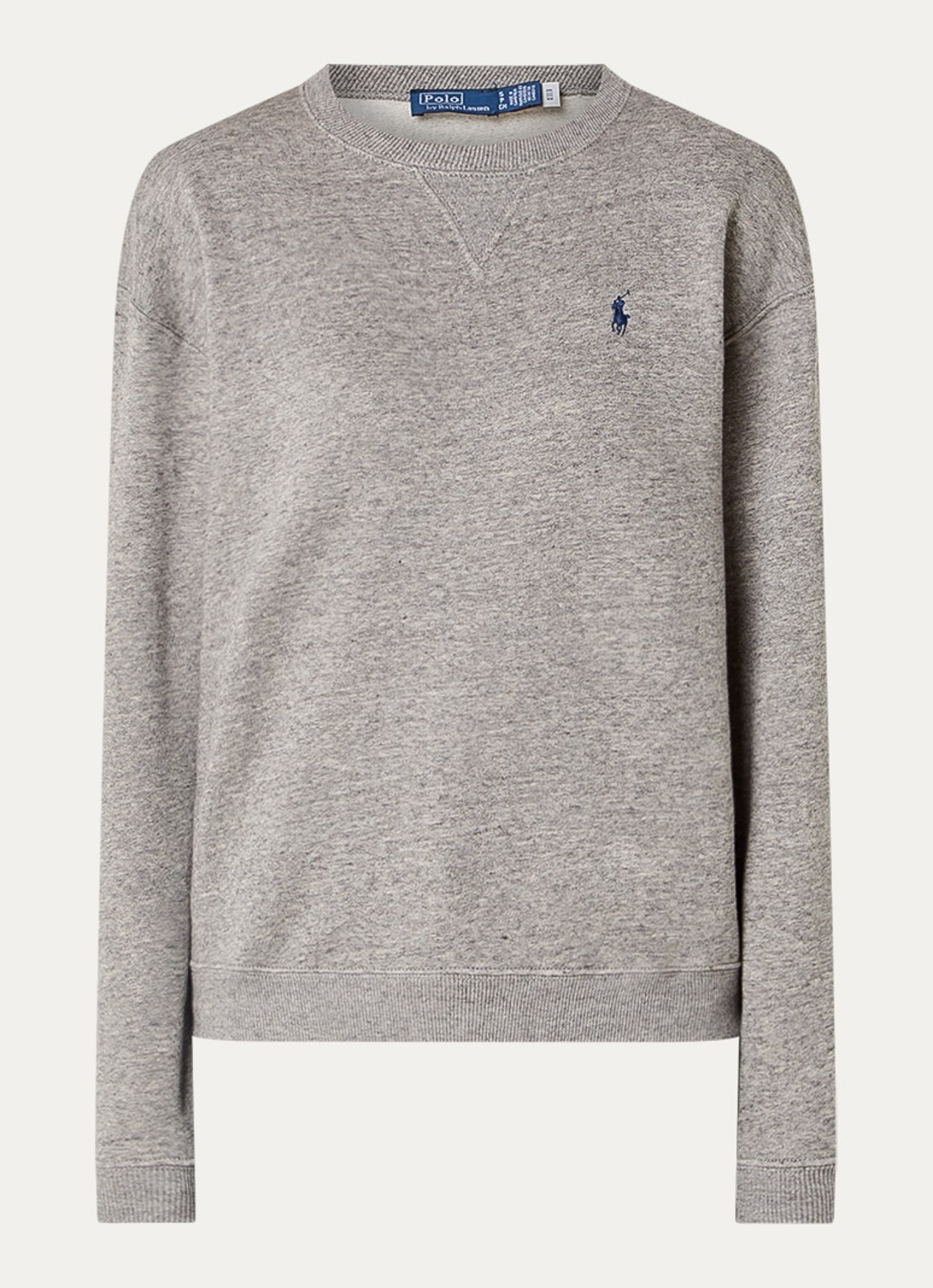 Ralph Lauren Sweater met logoborduring - voorkant lichtgrijs