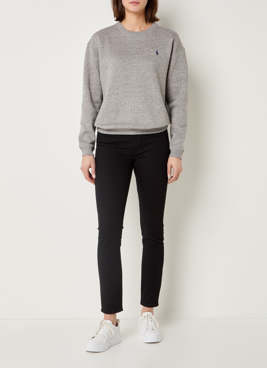 Ralph Lauren Sweater met logoborduring - voorkant 2 lichtgrijs
