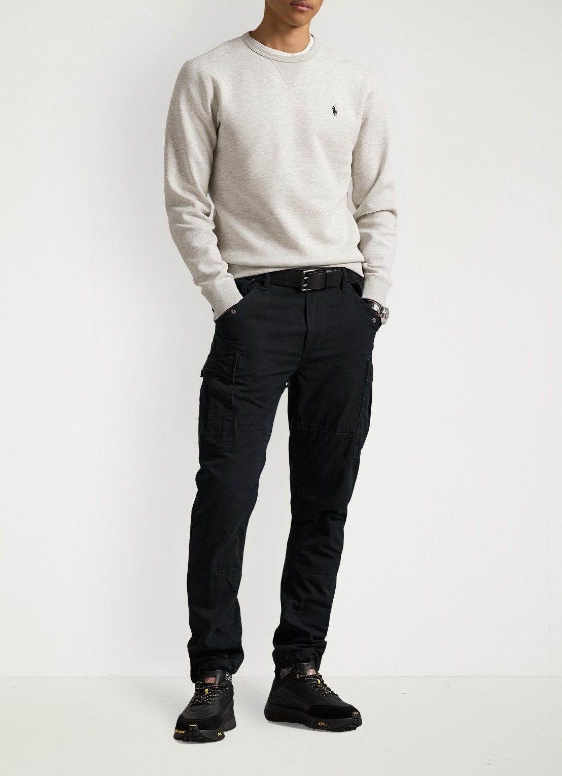 Ralph Lauren Sweater met logoborduring - voorkant 5 lt sport heather / grijs