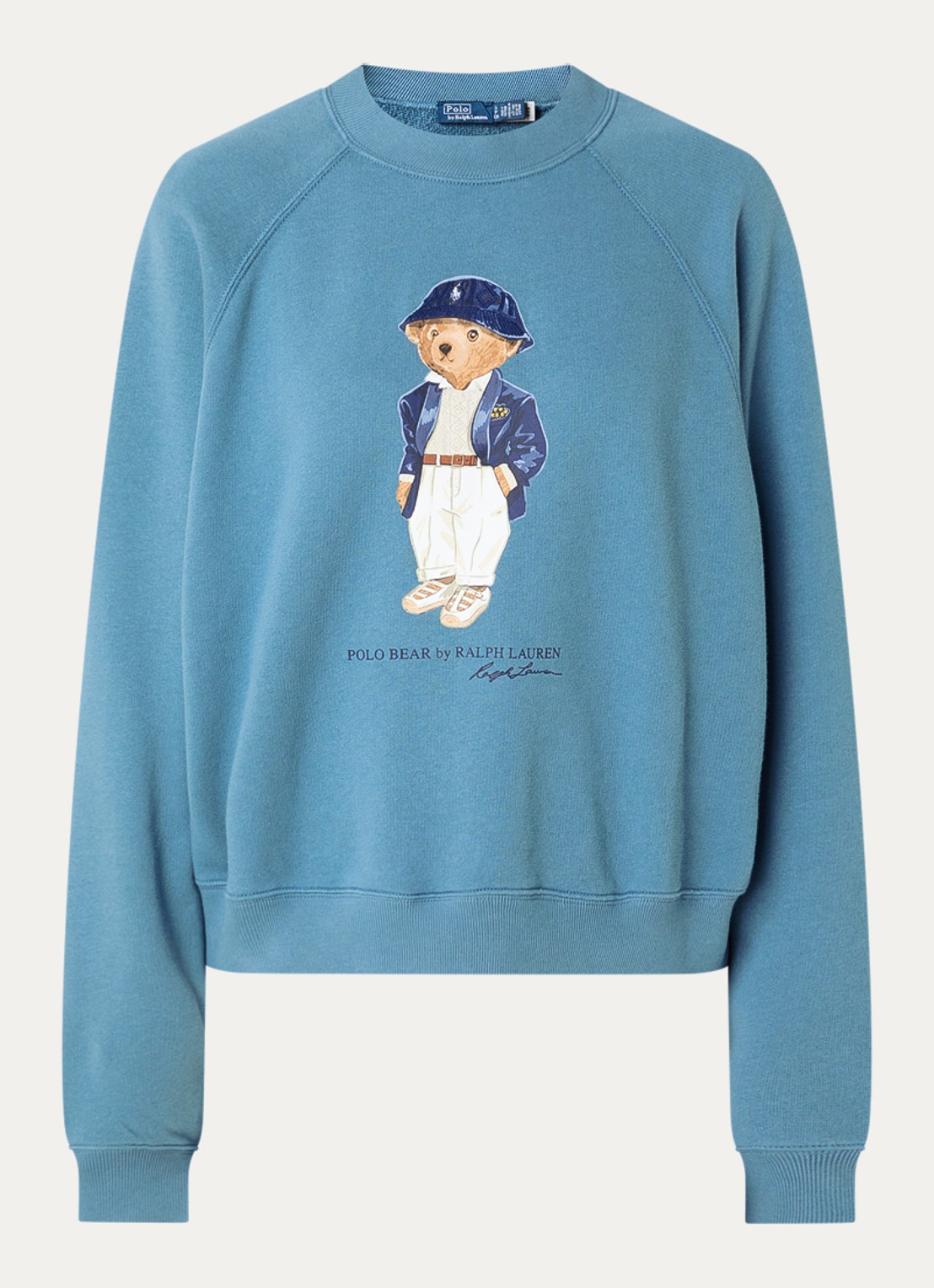 Ralph Lauren Sweater met logoprint - voorkant staalblauw
