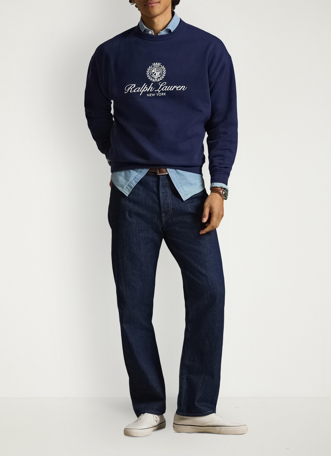 Ralph Lauren Sweater met logoprint - voorkant 2 donkerblauw