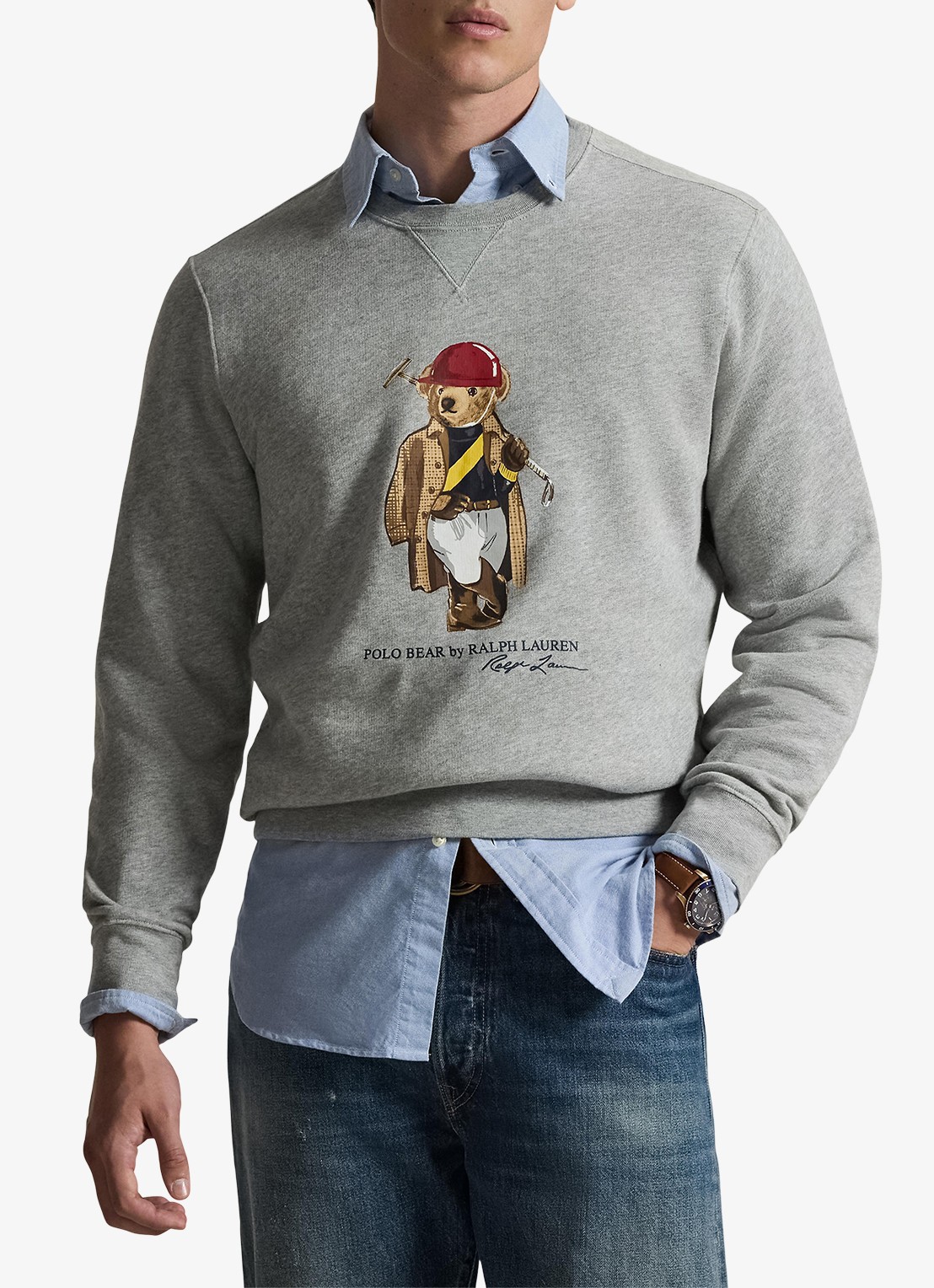 Ralph Lauren Sweater met logoprint - detail 3 andover hthr / grijs