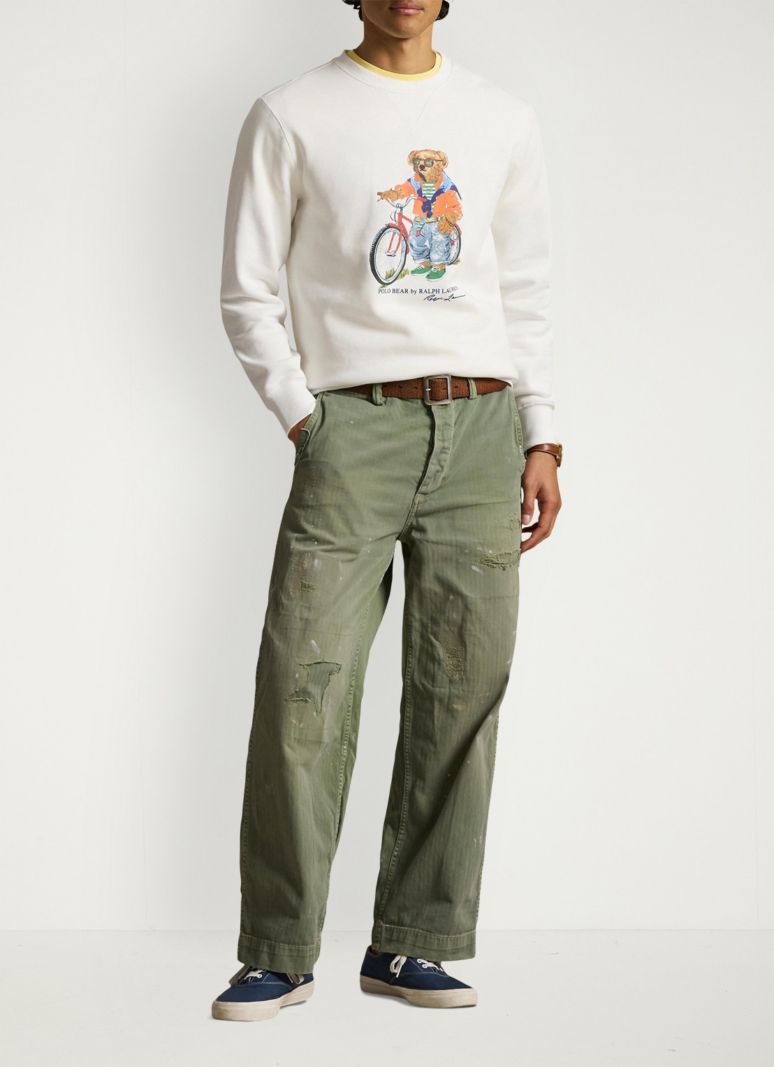 Ralph Lauren Sweater met logoprint - voorkant 2 white summer / wit