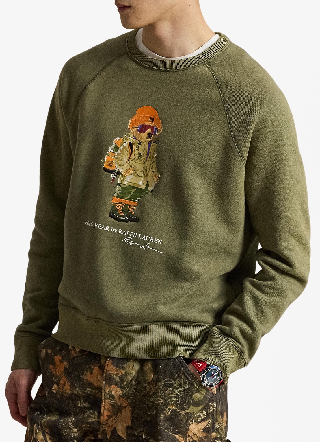 Ralph Lauren Sweater met logoprint - voorkant 4 cruise olive / olijfgroen