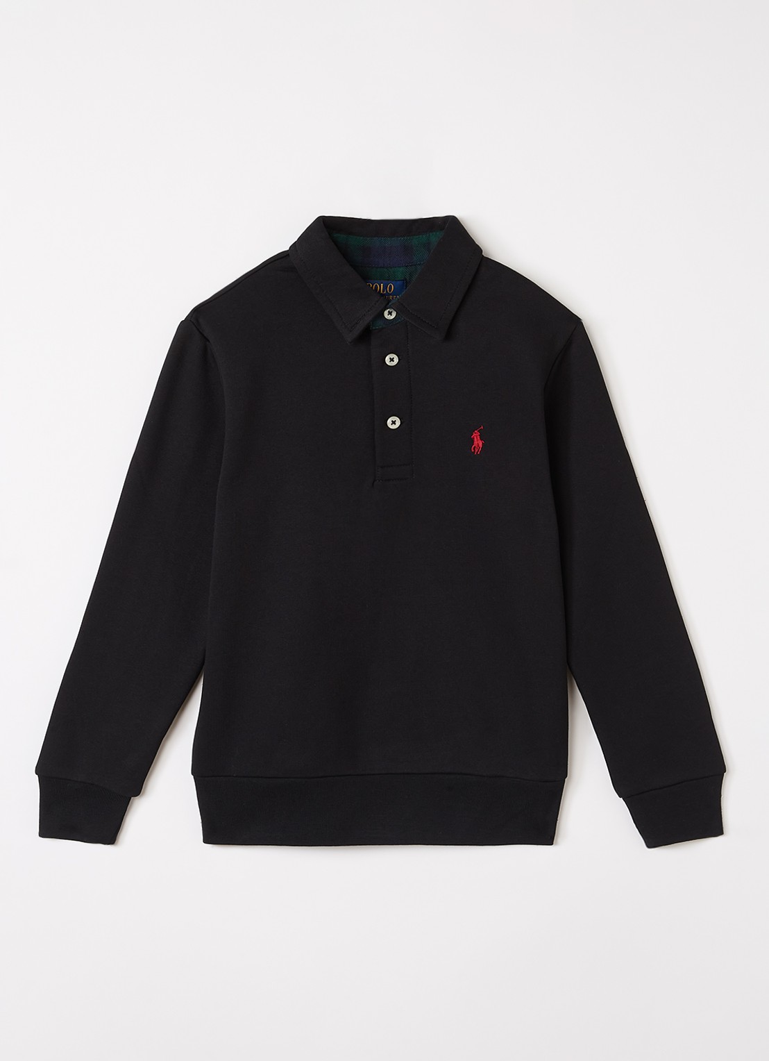 Ralph Lauren Sweater met polokraag en logoborduring - voorkant zwart
