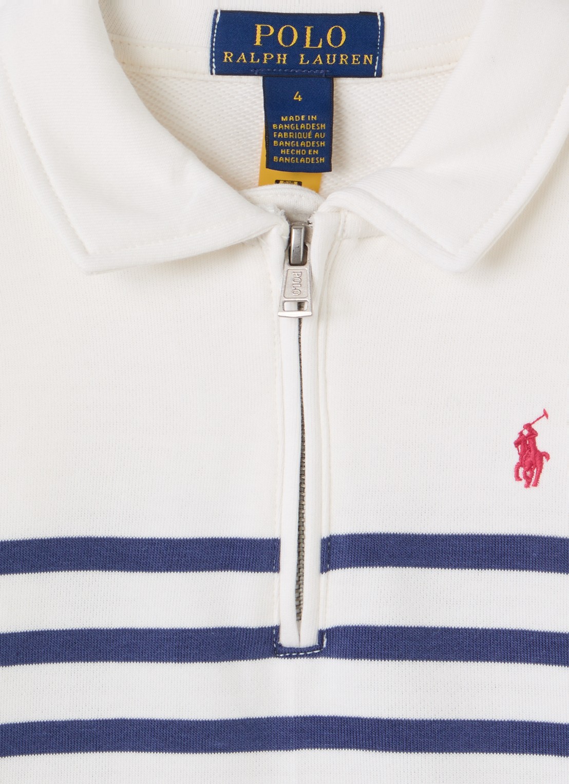 Ralph Lauren Sweater met polokraag en logoborduring - detail gebroken wit