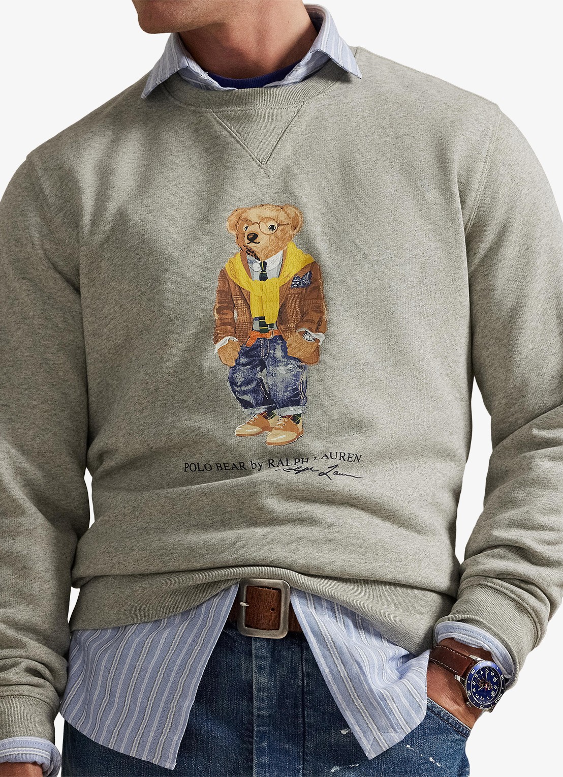Ralph Lauren Sweater met print - detail 5 loft heather / grijs