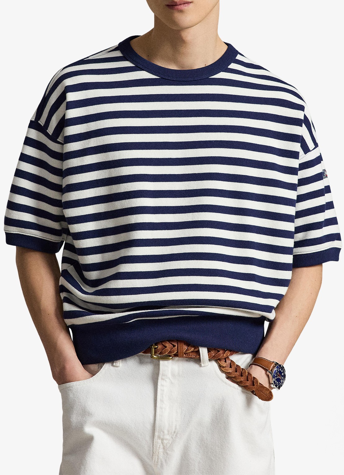 Ralph Lauren Sweater met streepprint - detail 2 newport navy/white / donkerblauw