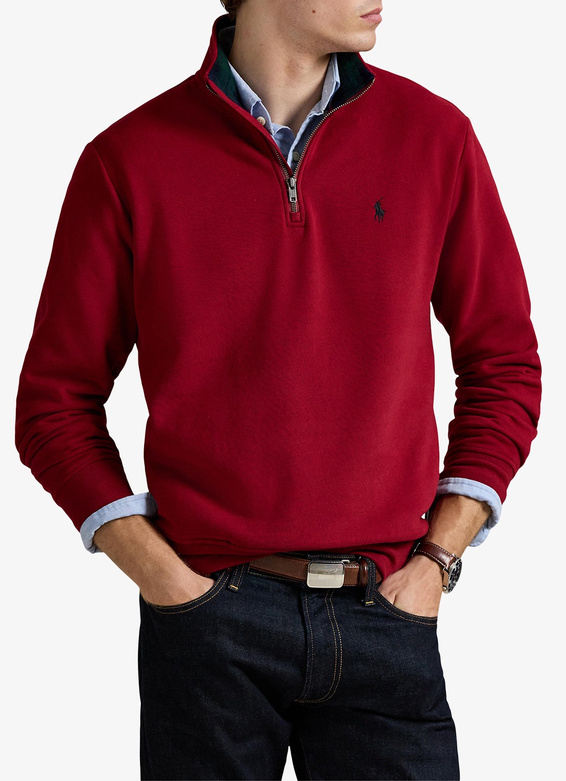 Ralph Lauren Sweater van fleece met logoborduring - detail holiday red / rood