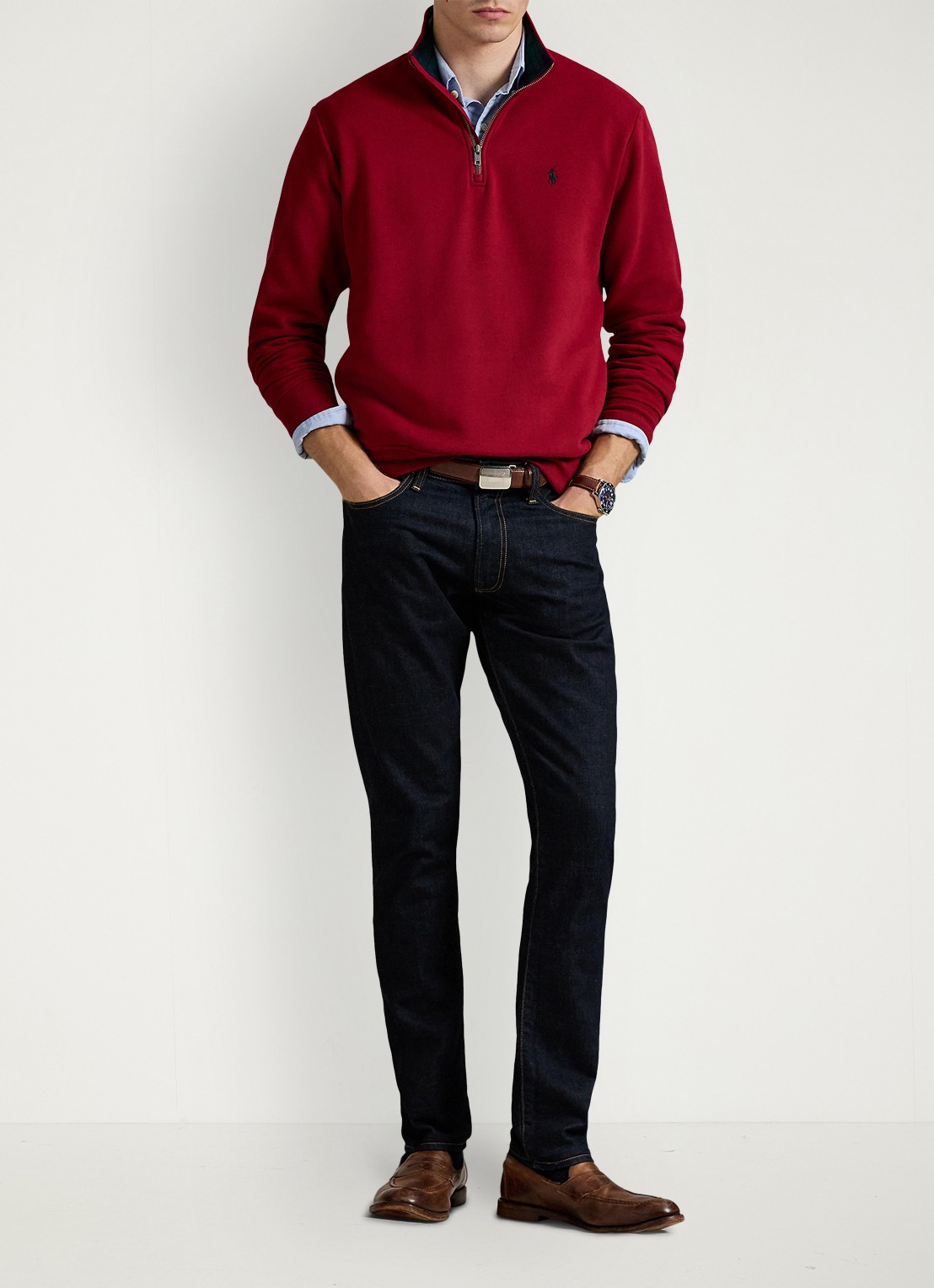 Ralph Lauren Sweater van fleece met logoborduring - voorkant 4 holiday red / rood