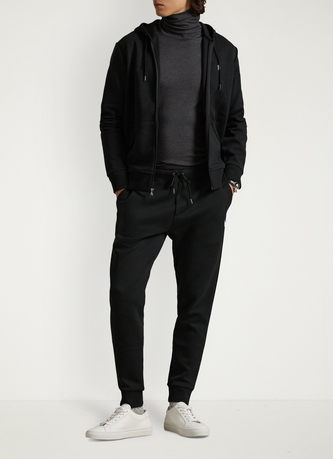 Ralph Lauren Sweatvest met capuchon en logoborduring  - voorkant 2 polo black