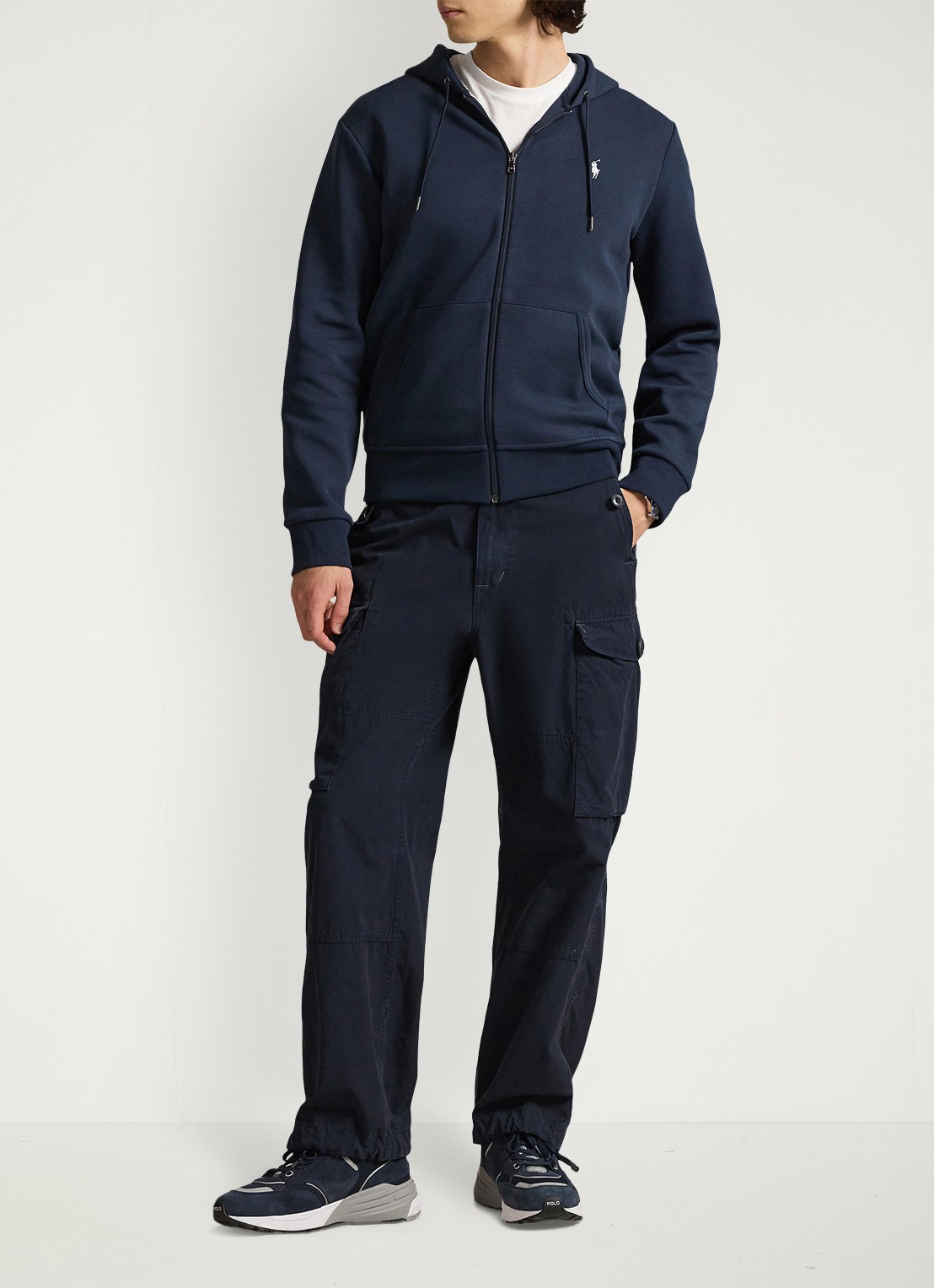 Ralph Lauren Sweatvest met capuchon en logoborduring  - voorkant 5 aviator navy