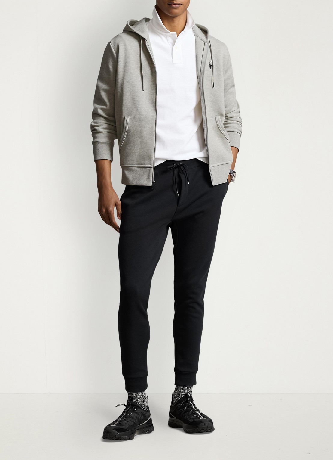 Ralph Lauren Sweatvest met capuchon en logoborduring  - voorkant 8 lt sport heather