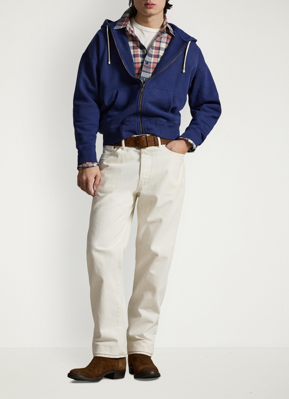 Ralph Lauren Sweatvest met capuchon en steekzakken - voorkant 3 dark cobalt-2x28