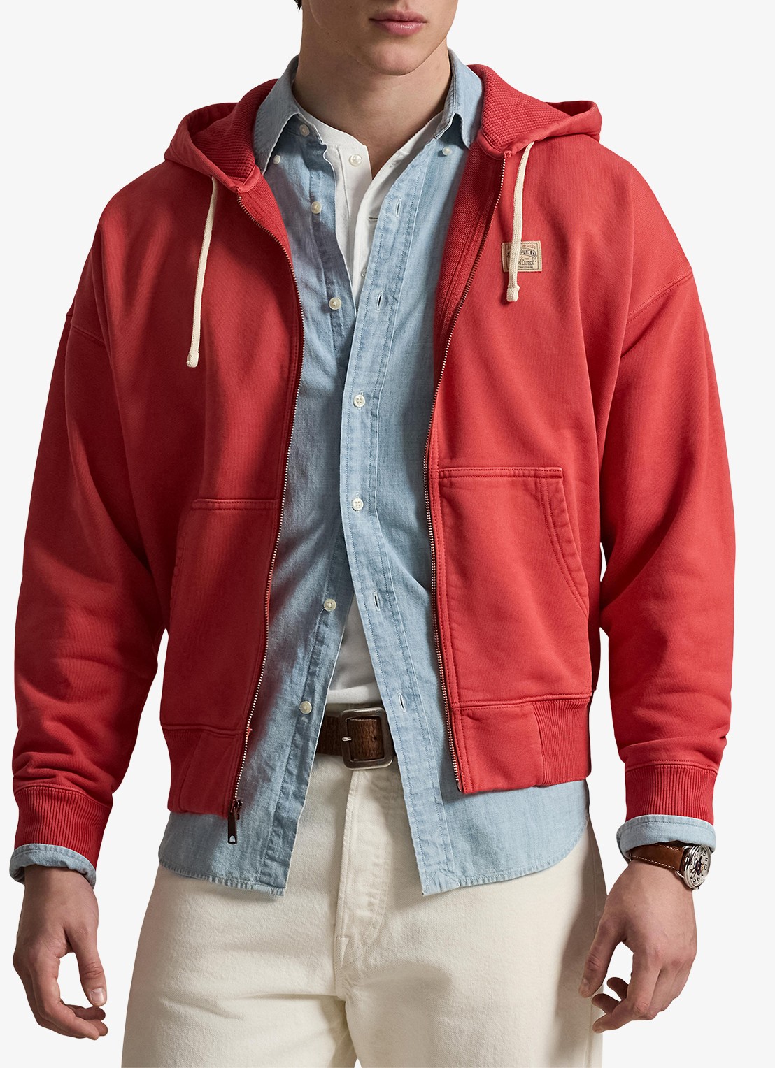 Ralph Lauren Sweatvest met capuchon en steekzakken - detail sunrise red-2yfv