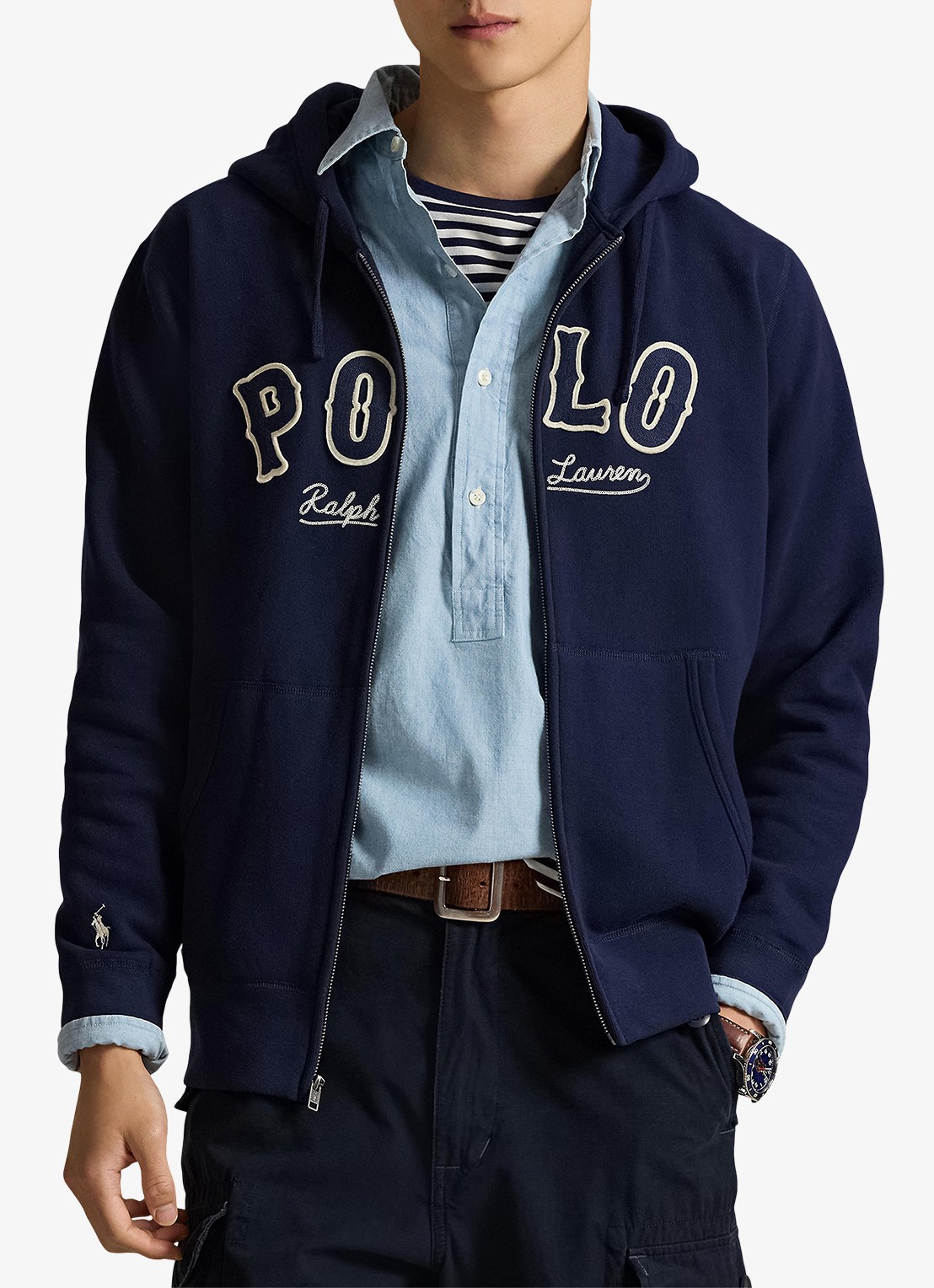 Ralph Lauren Sweatvest met logo en capuchon  - detail 2 cruise navy / donkerblauw