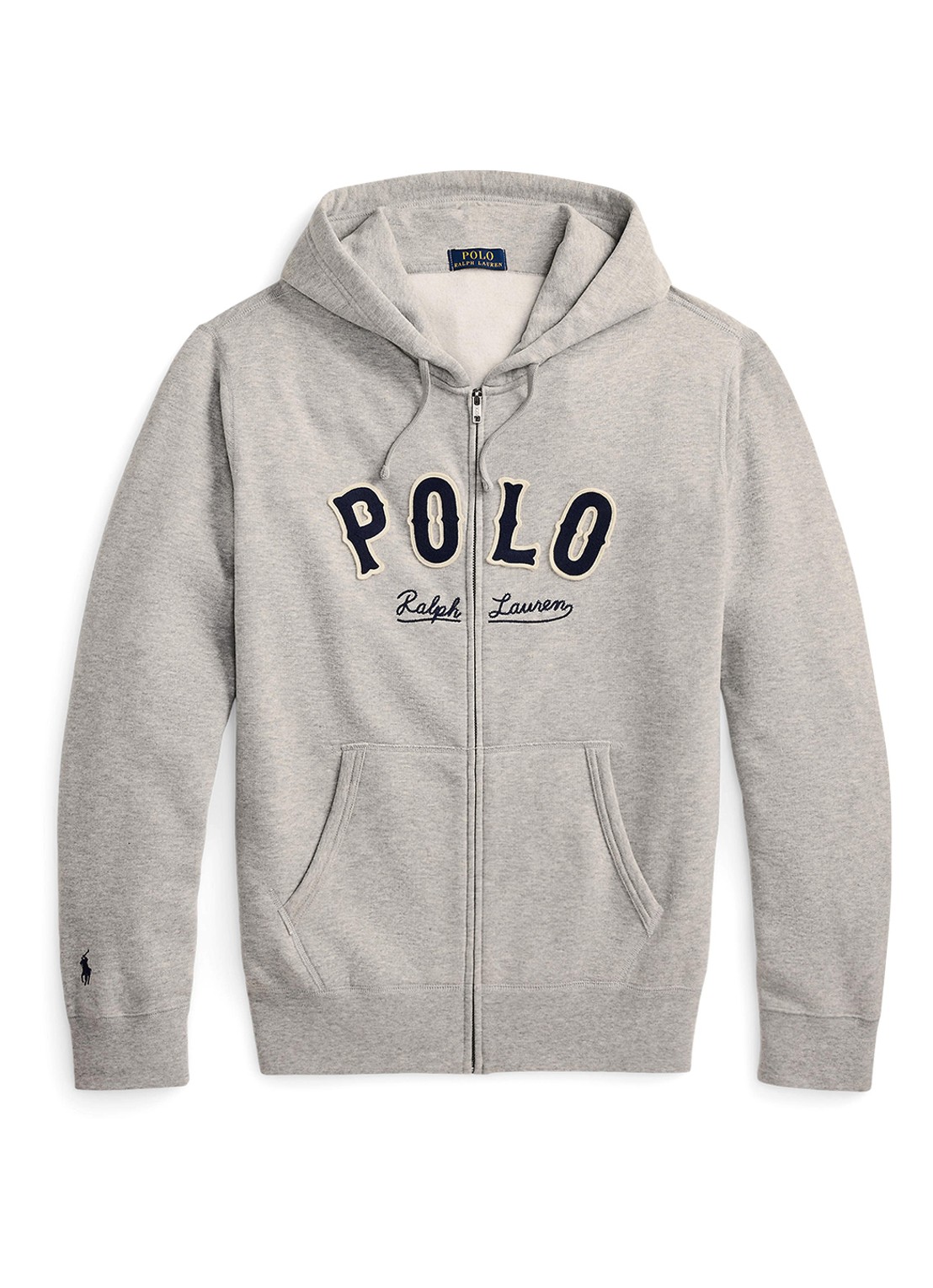 Ralph Lauren Sweatvest met logo en capuchon  - voorkant andover heather / lichtgrijs