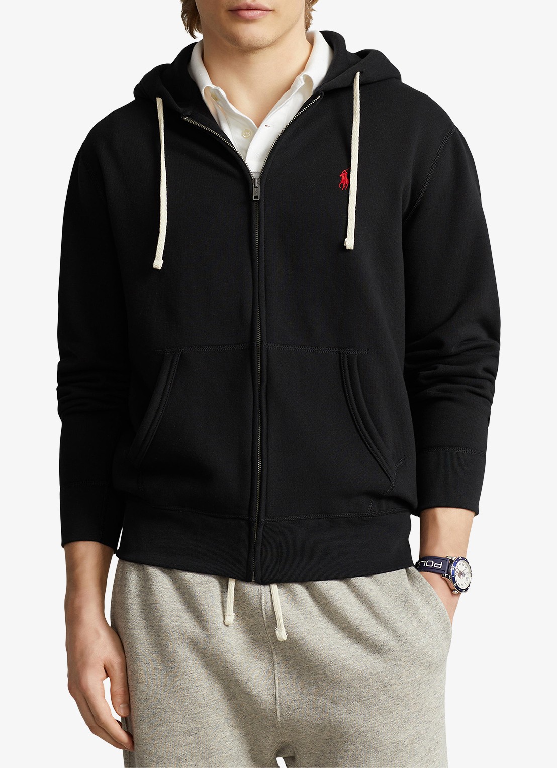 Ralph Lauren Sweatvest met logoborduring en capuchon  - detail 4 zwart