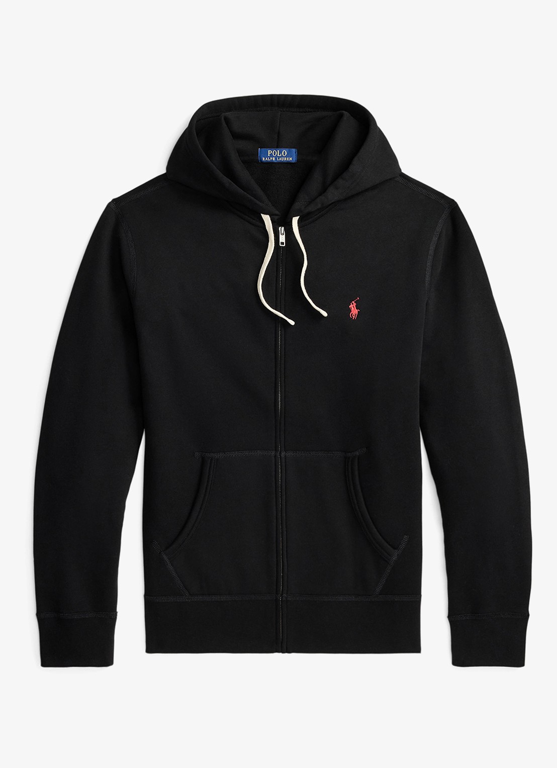 Ralph Lauren Sweatvest met logoborduring en capuchon  - voorkant zwart
