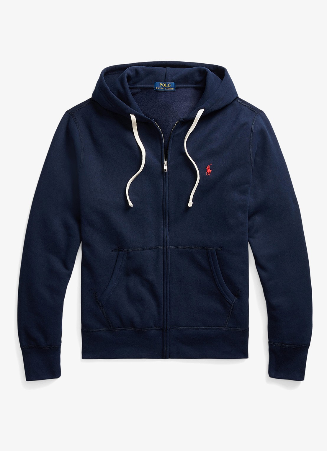 Ralph Lauren Sweatvest met logoborduring en capuchon  - voorkant cruise navy / donkerblauw