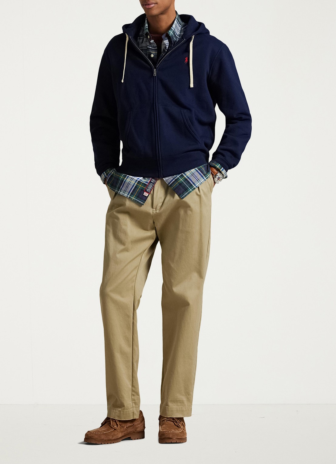 Ralph Lauren Sweatvest met logoborduring en capuchon  - voorkant 2 cruise navy / donkerblauw