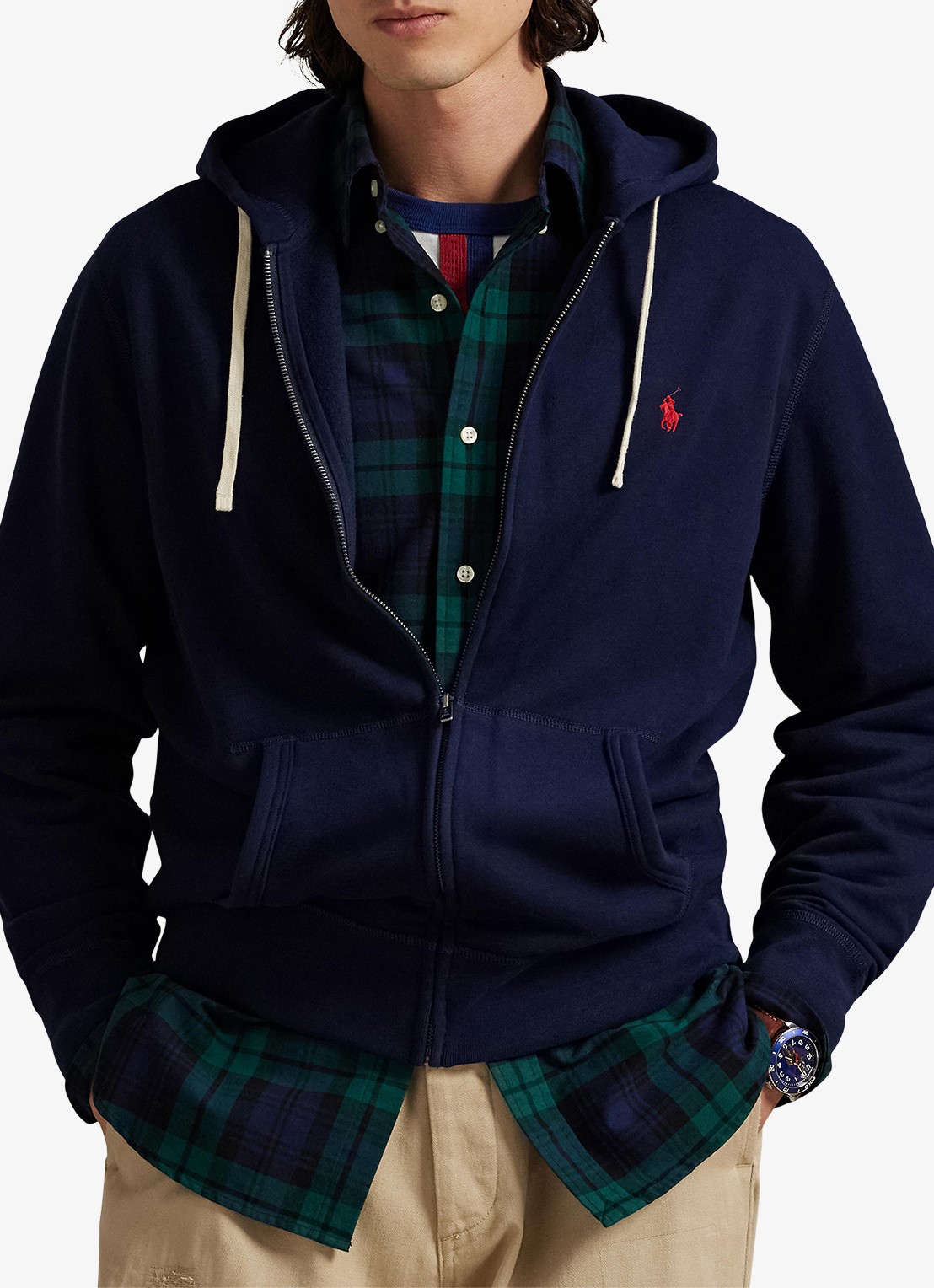 Ralph Lauren Sweatvest met logoborduring en capuchon  - detail 6 cruise navy / donkerblauw