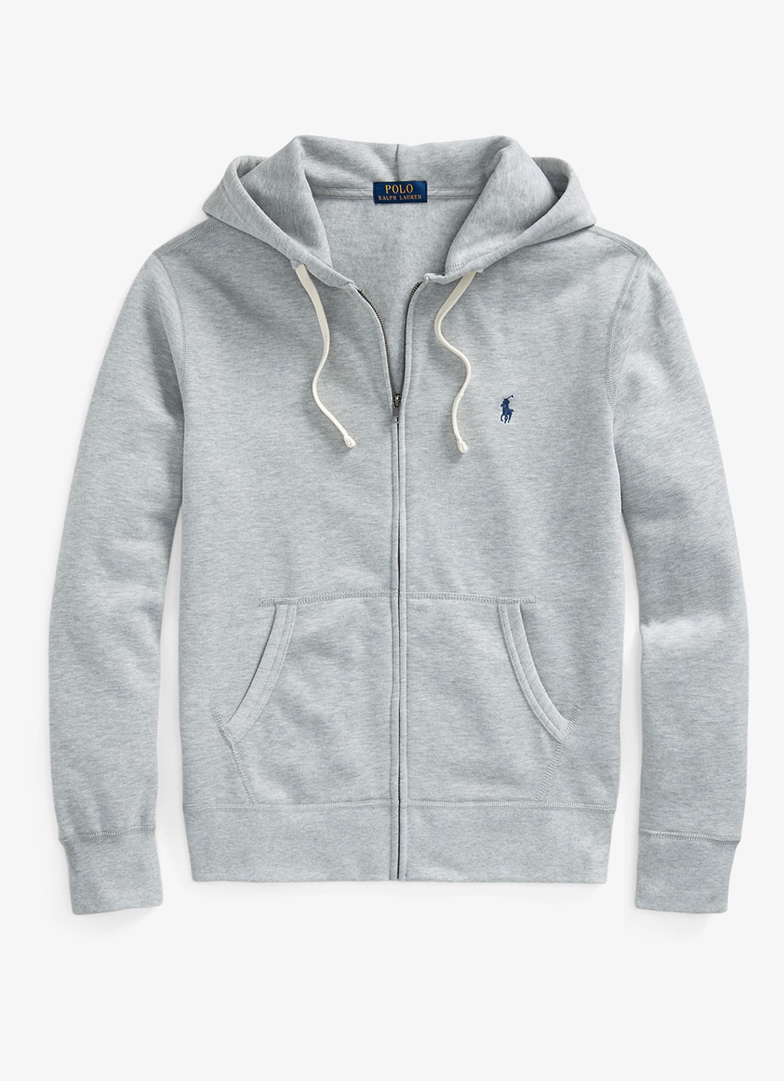Ralph Lauren Sweatvest met logoborduring en capuchon  - voorkant 4 andover heather / grijs