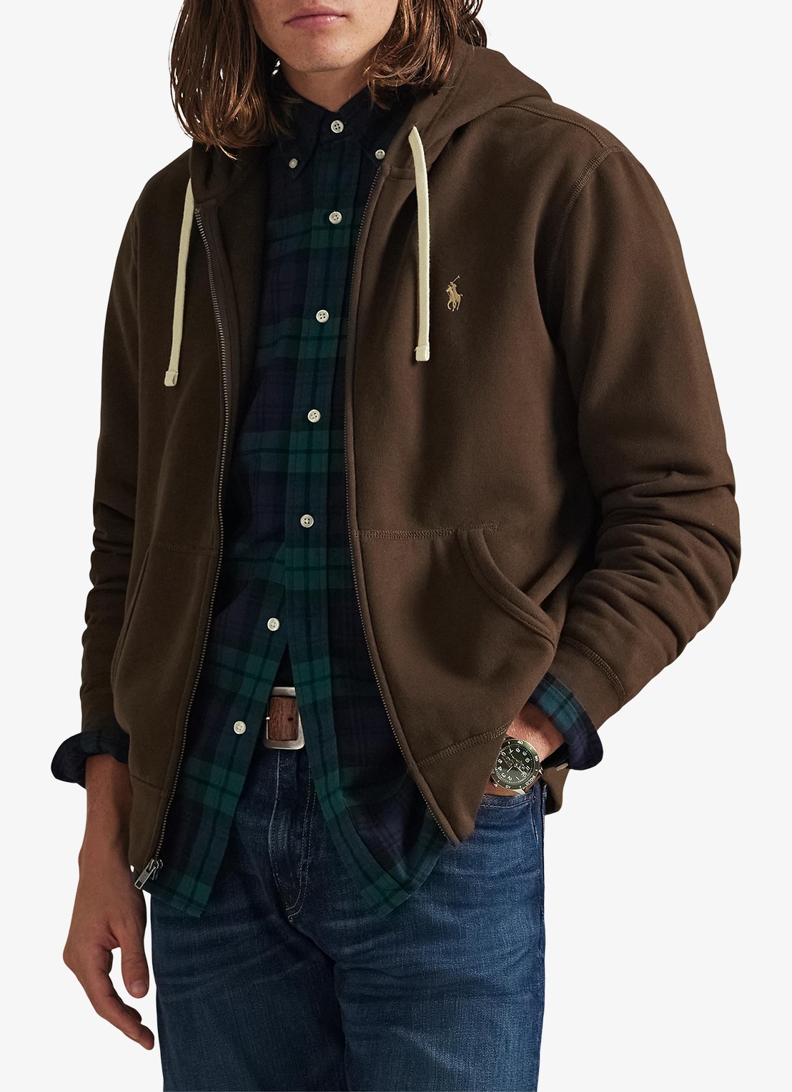 Ralph Lauren Sweatvest met logoborduring en capuchon  - detail 4 nutmeg brown / bruin