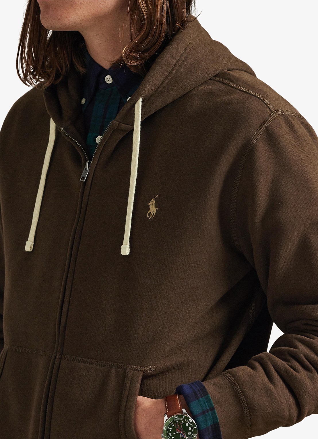 Ralph Lauren Sweatvest met logoborduring en capuchon  - detail 5 nutmeg brown / bruin