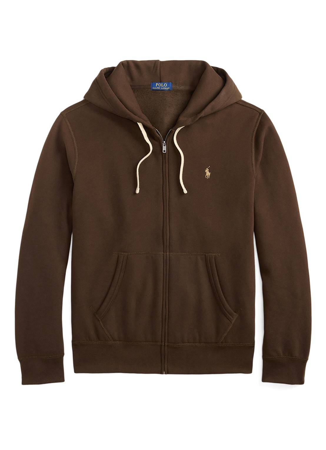 Ralph Lauren Sweatvest met logoborduring en capuchon  - voorkant 2 nutmeg brown / bruin