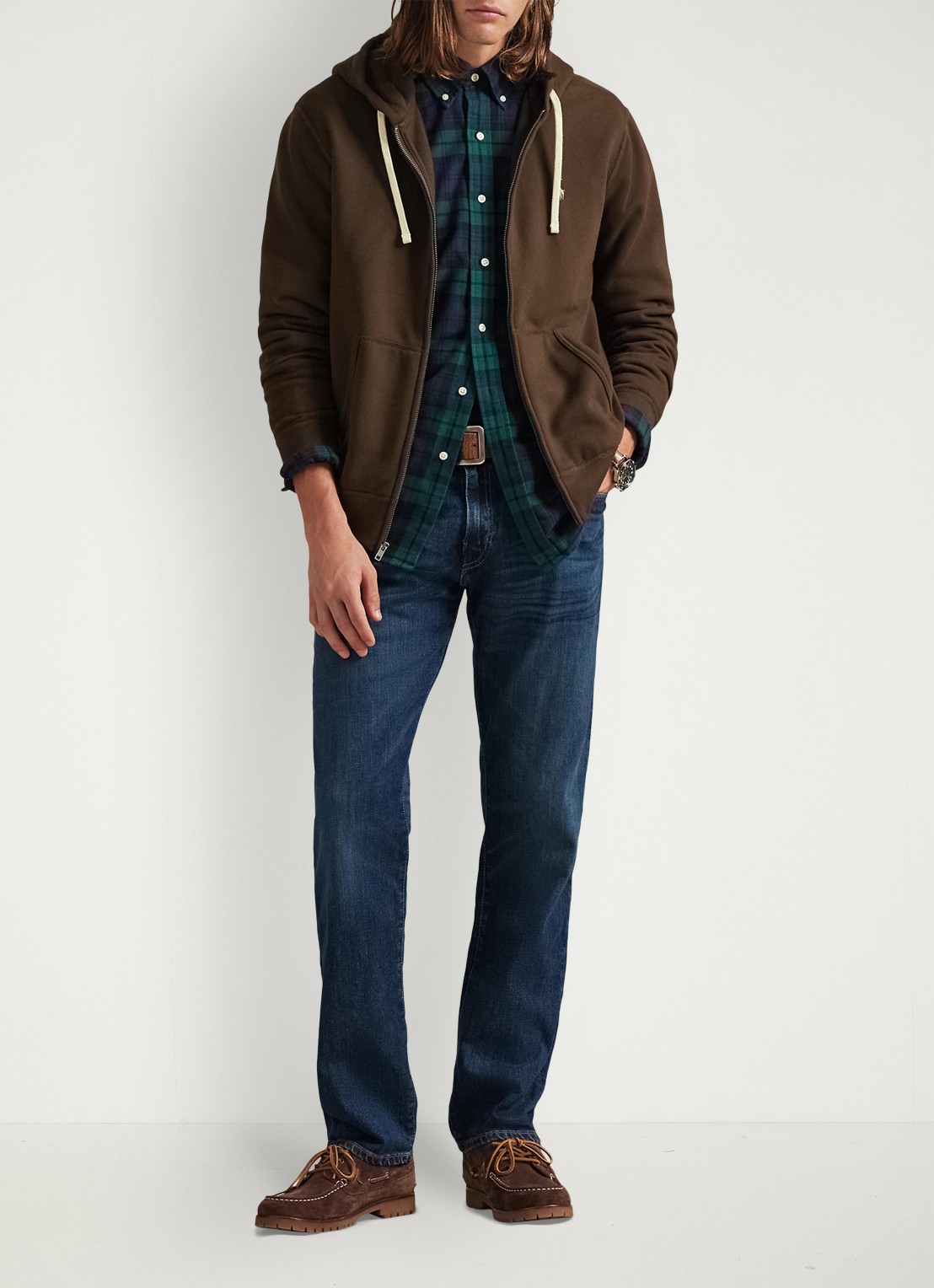 Ralph Lauren Sweatvest met logoborduring en capuchon  - voorkant 3 nutmeg brown / bruin