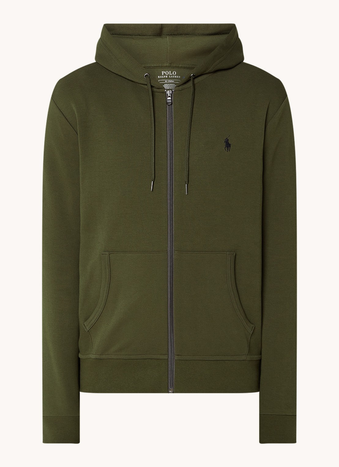 Ralph Lauren Sweatvest met steekzakken en logoborduring - voorkant company olive / legergroen