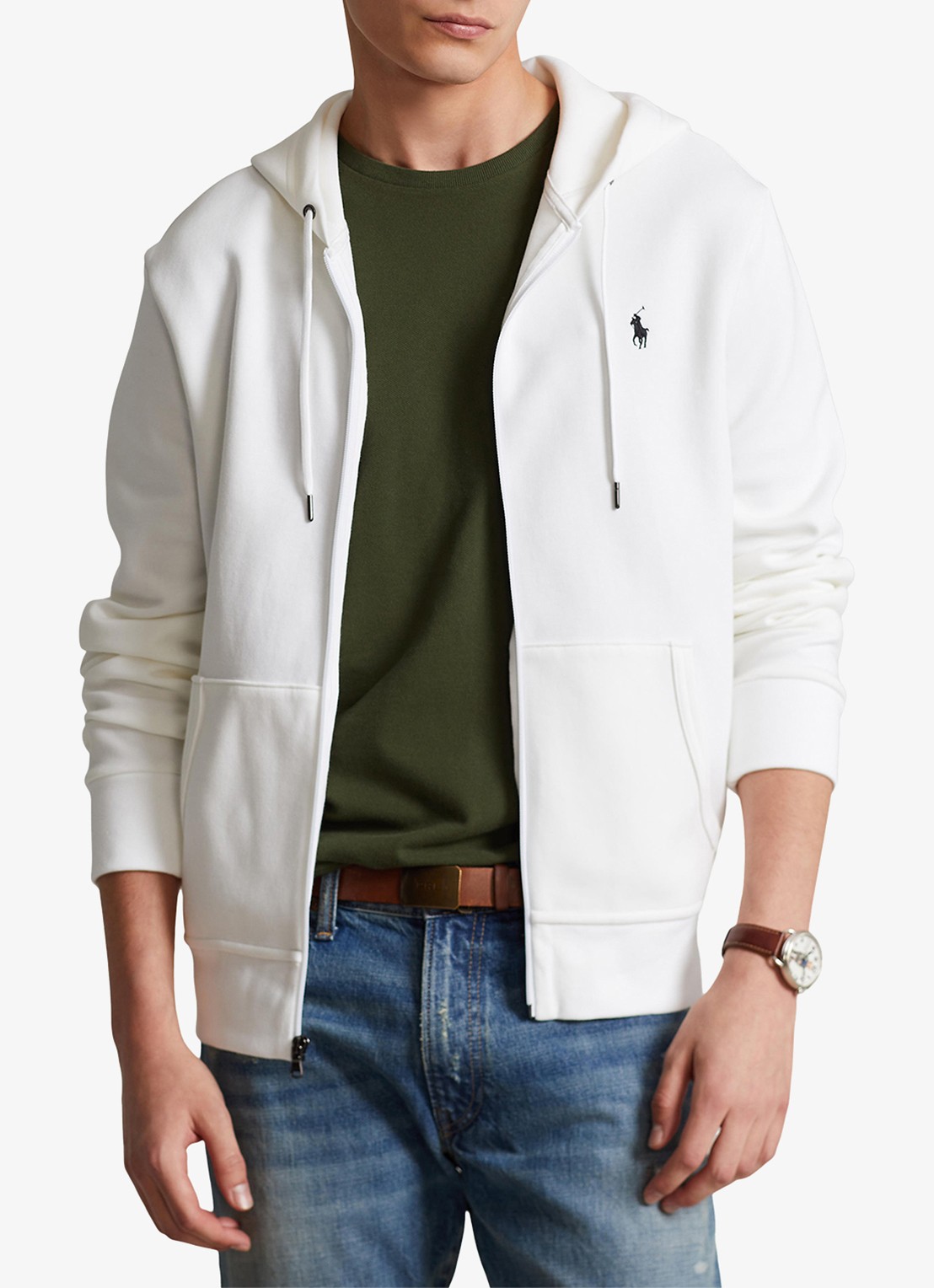 Ralph Lauren Sweatvest met steekzakken en logoborduring - detail 3 white / wit