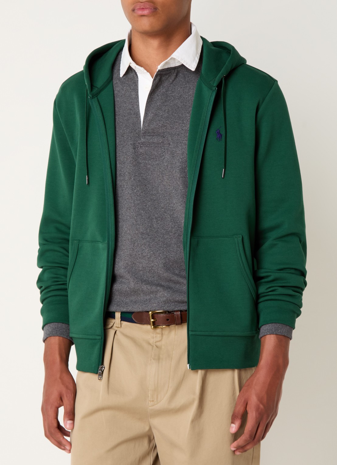 Ralph Lauren Sweatvest met steekzakken en logoborduring - detail vintage pine / donkergroen