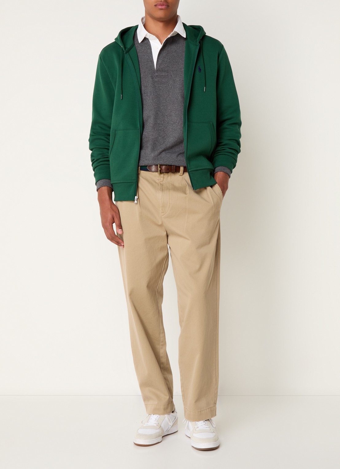 Ralph Lauren Sweatvest met steekzakken en logoborduring - voorkant 5 vintage pine / donkergroen