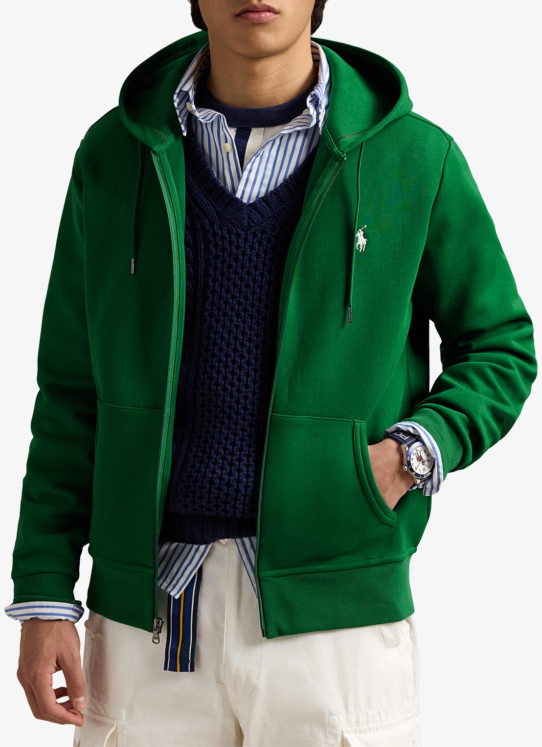 Ralph Lauren Sweatvest met steekzakken en logoborduring - detail 2 tennis green / donkergroen
