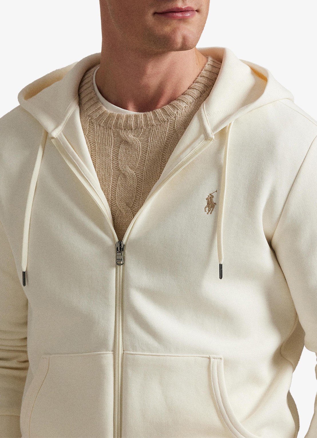 Ralph Lauren Sweatvest met steekzakken en logoborduring - detail 2 pale cream / creme