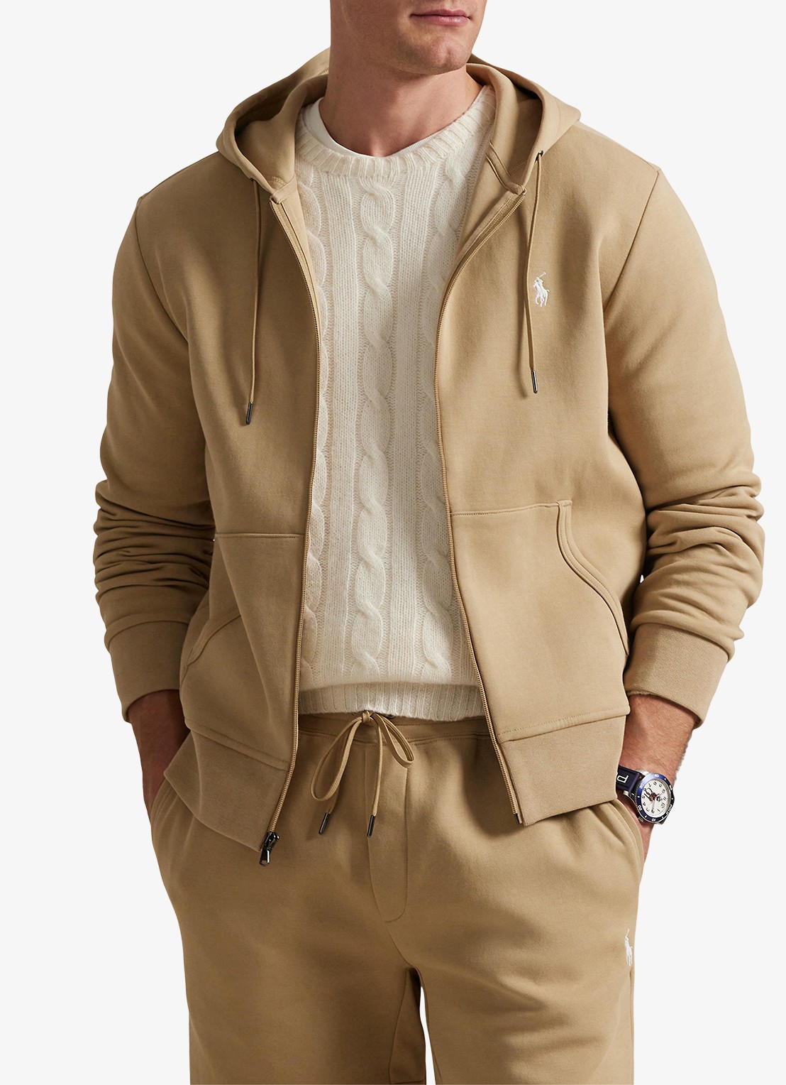 Ralph Lauren Sweatvest met steekzakken en logoborduring - detail 3 vintage khaki / khaki