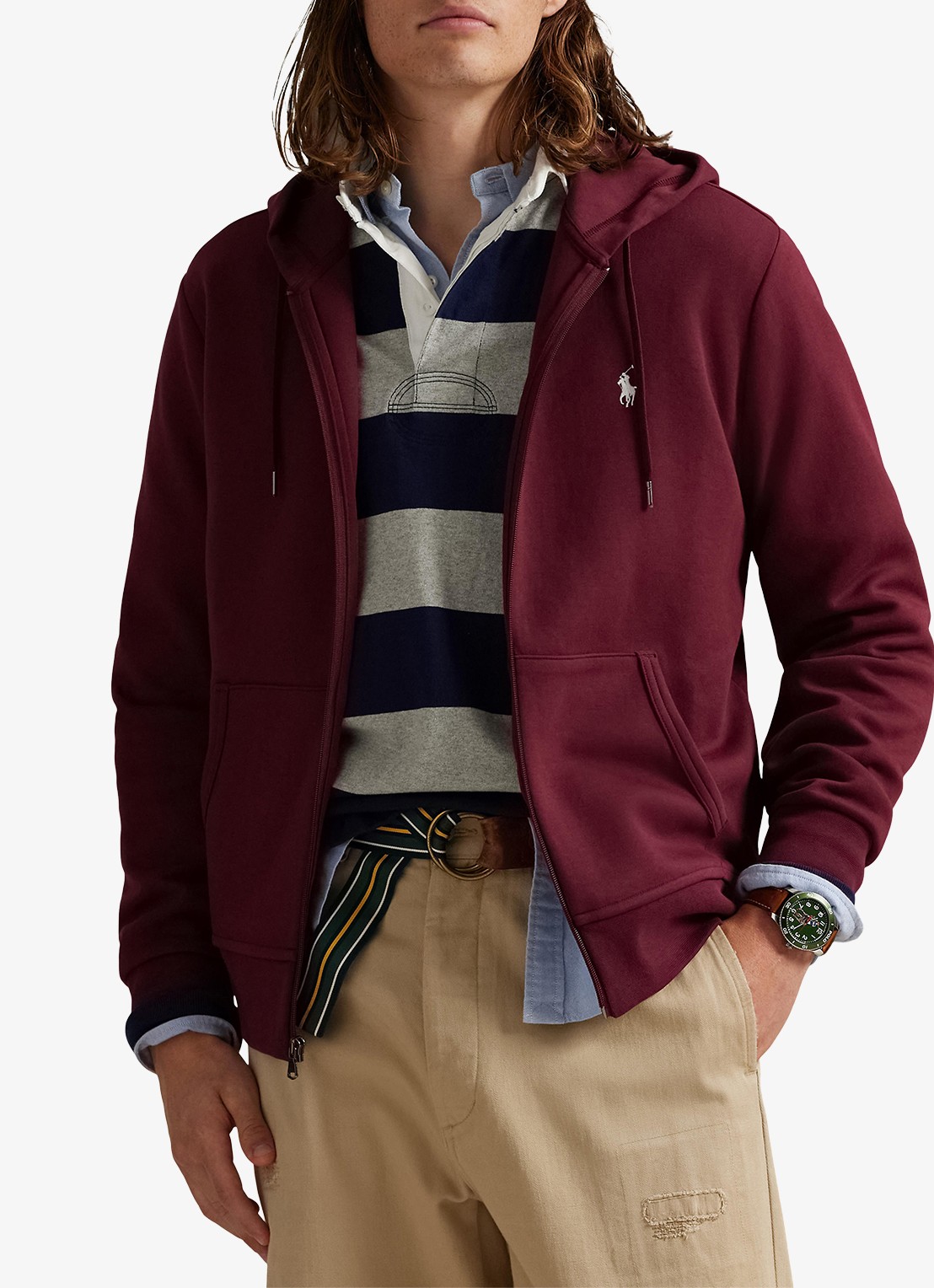 Ralph Lauren Sweatvest met steekzakken en logoborduring - detail 2 classic wine / wijnrood