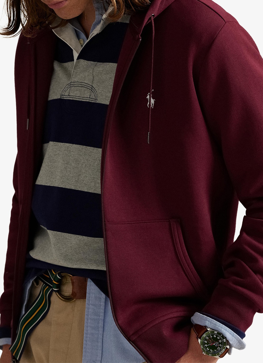 Ralph Lauren Sweatvest met steekzakken en logoborduring - detail 3 classic wine / wijnrood